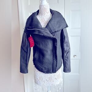 BLANK NYC Faux Leather Moto Jacket Tweed NWT Size Medium